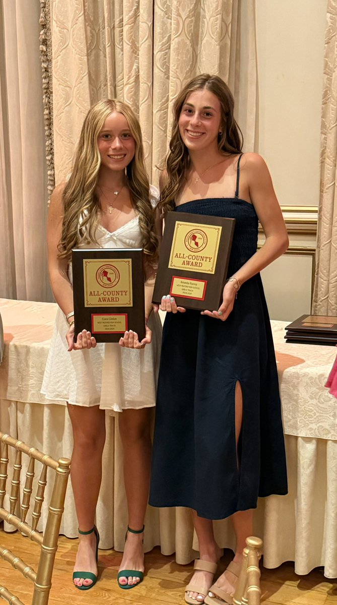 TrackWm's tweet image. Congratulations to Amanda Harvey &amp;amp; Ciara Clinton who were honored tonight for First Team All County in Spring Track.  🖤💛