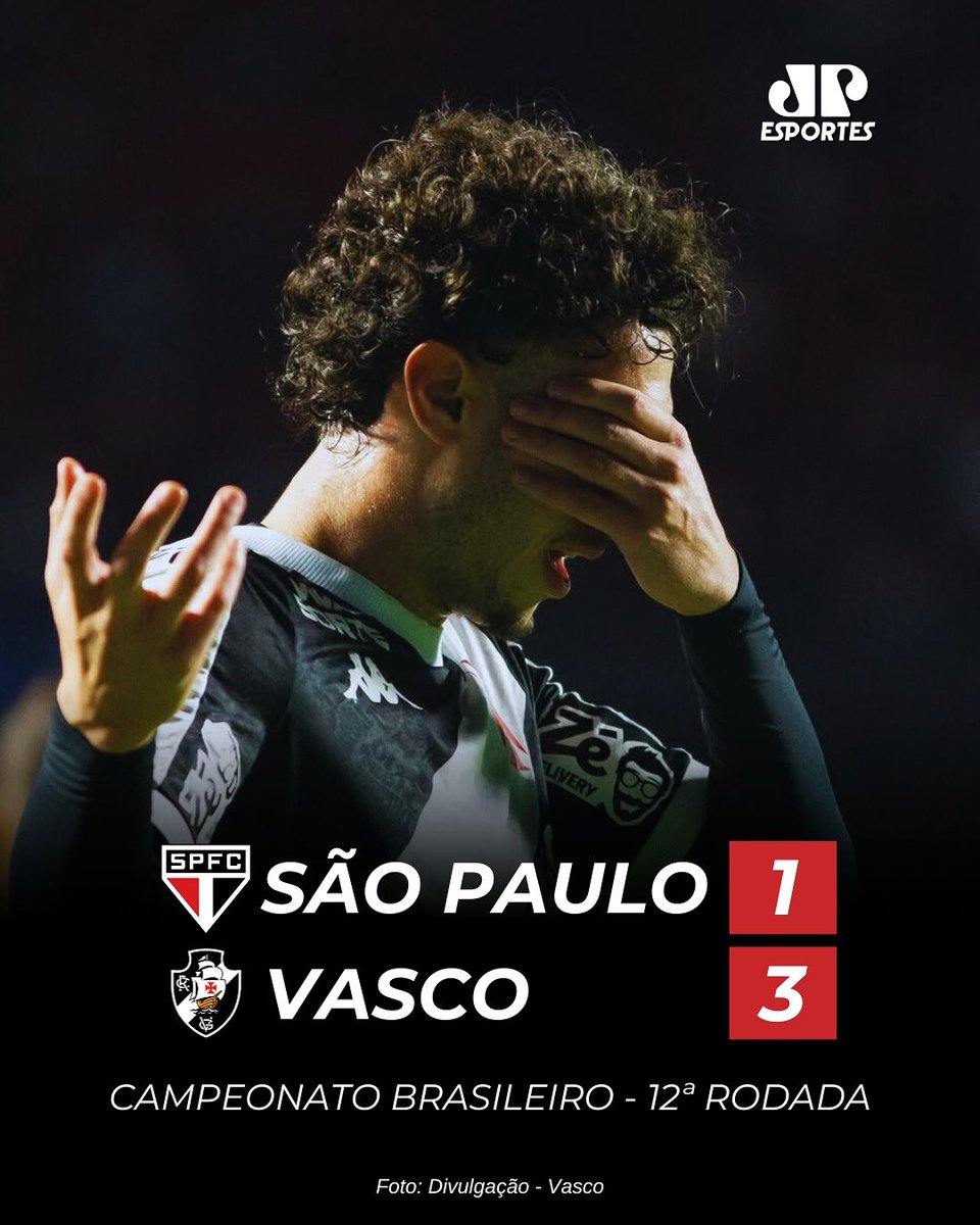 VENCE O GIGANTE DA COLINA💢 Com gols de Rayan, Nuno Moreira e Pablo Vegetti, o Vasco goleou o São Paulo no Morumbi pela décima segunda rodada do Brasileirão. Ryan Francisco marcou para o tricolor paulista. 

#SãoPaulo #Brasileirão #VascoDaGama