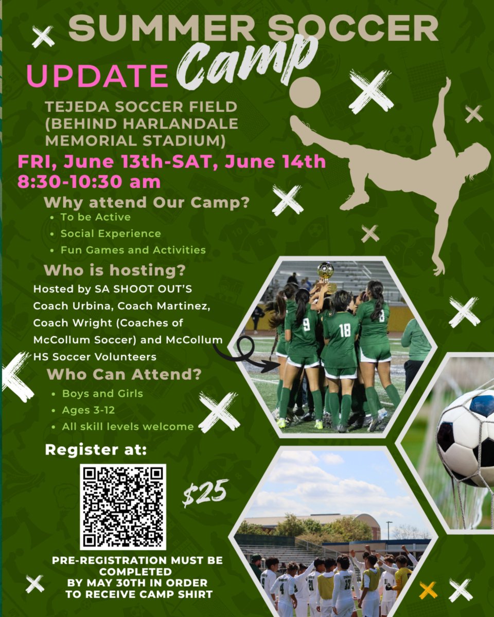 Soccer Camp will continue as planned on Friday and a new scheduled date for Saturday!