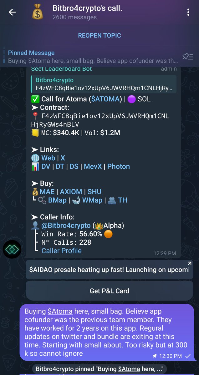 Buying a small bag of $Atoma here. The Believe app co-founder was part of the previous team, and they’ve been building this app for two years. They post regular updates on Twitter, and the bundle is gaining traction. It’s definitely high risk, but with a $300K market cap, it’s