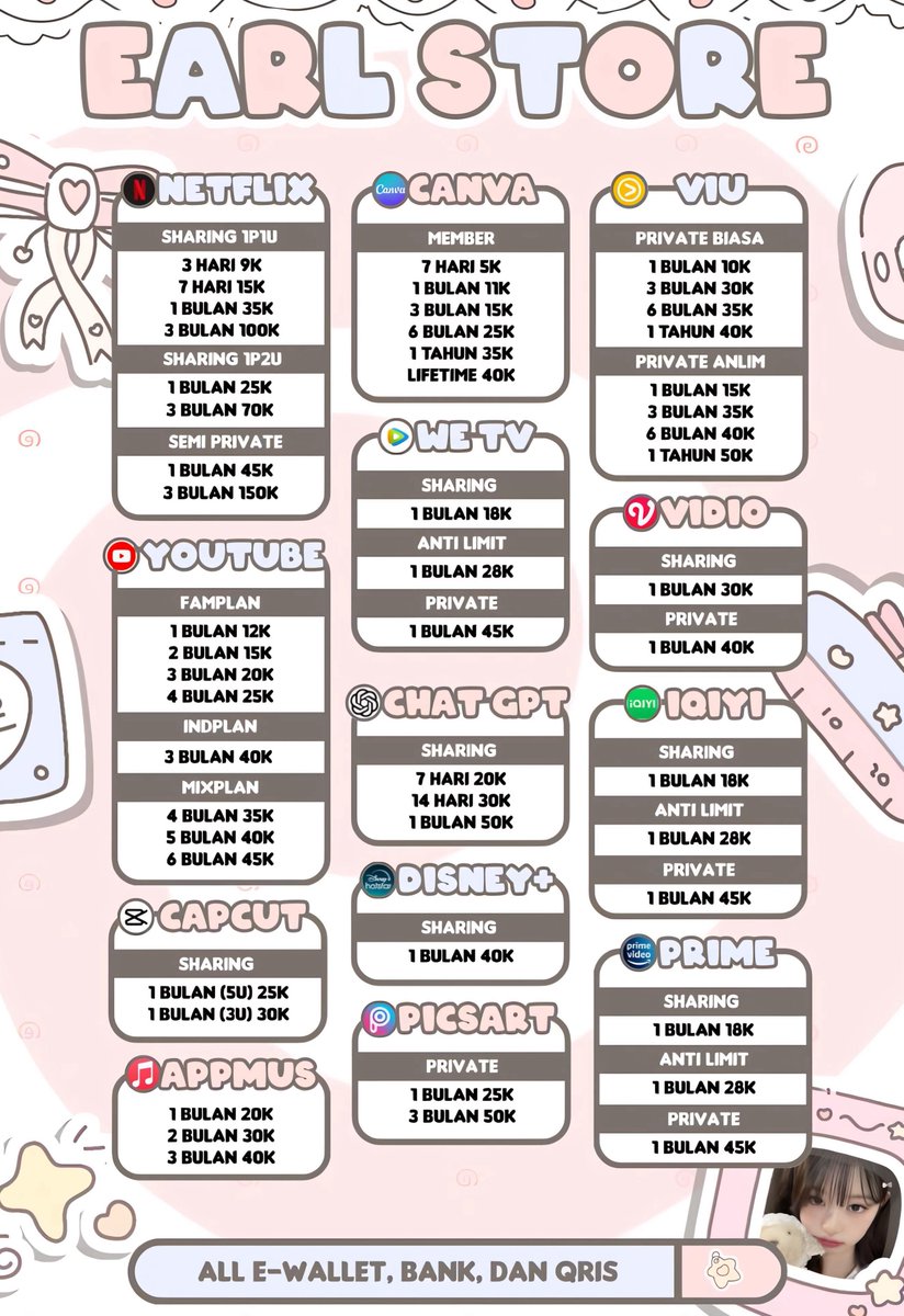 dernarba's tweet image. Hii~
Aku menyediakan App Premium yang kamu cari!!
Toko ku sudah dari 2021, jadi pasti terjamin, amanah dan no tipu-tipu🍀
Marii Jajaannn!🤍

Order 📲 wa.me/6287787668640
Testi 📸 t.me/earlstoretesti…