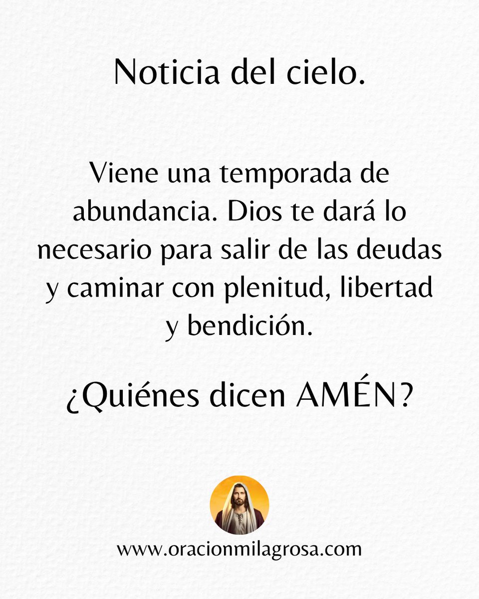 NOTICIA DEL CIELO: Viene una temporada de abundancia ✨

¿Quienes dicen AMEN? 🙏