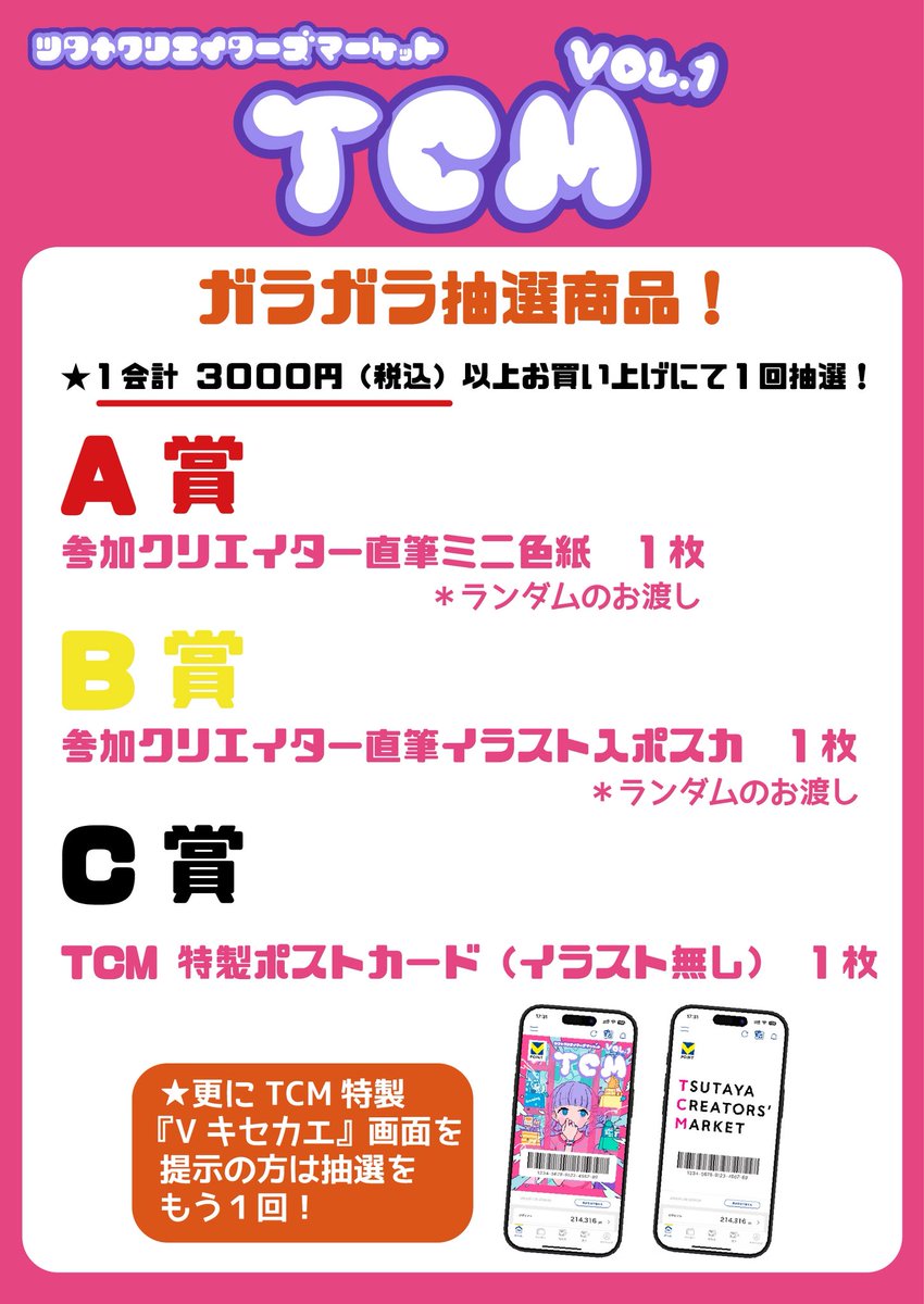 #TCM1
特典用ポストカードと色紙
こちら3000円以上ご購入で当たったり当たらなかったりするそうです 