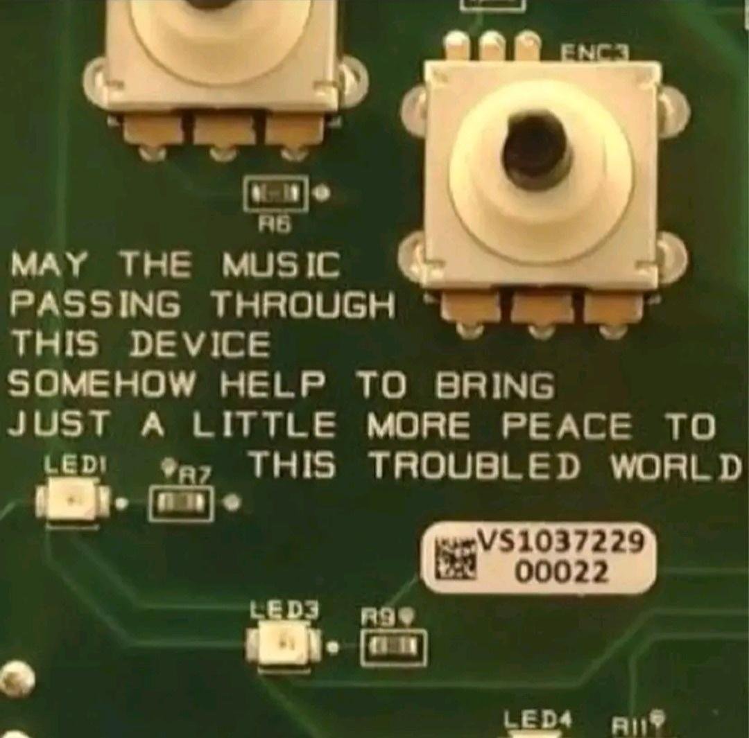 Secret message discovered on a vintage Bose board.