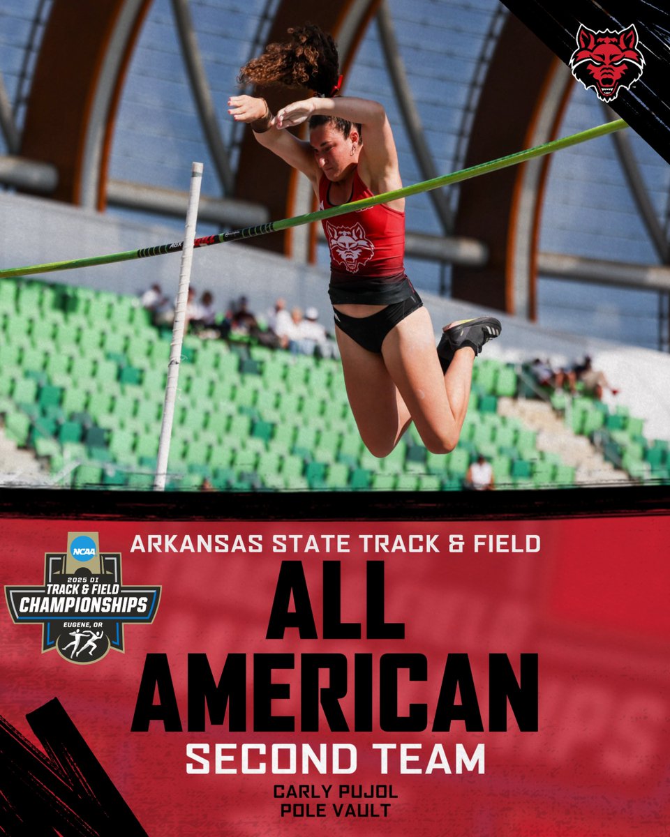 ASTATETRACK's tweet image. Pujol earns All-America Second Team honors in the women's pole vault!
#WolvesUp