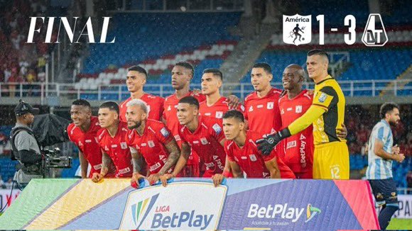 Nos “goliaron ve”…

<a href="/AmericadeCali/">América de Cali</a> 1 Vergara Vs. <a href="/cdtolima/">Club Deportes Tolima</a> 3 (Parra)
Mal juego del  Rojazzo que deja en alto riesgo su llegada a la final. Le quedan dos juegos que deberá ganar y esperar resultados.