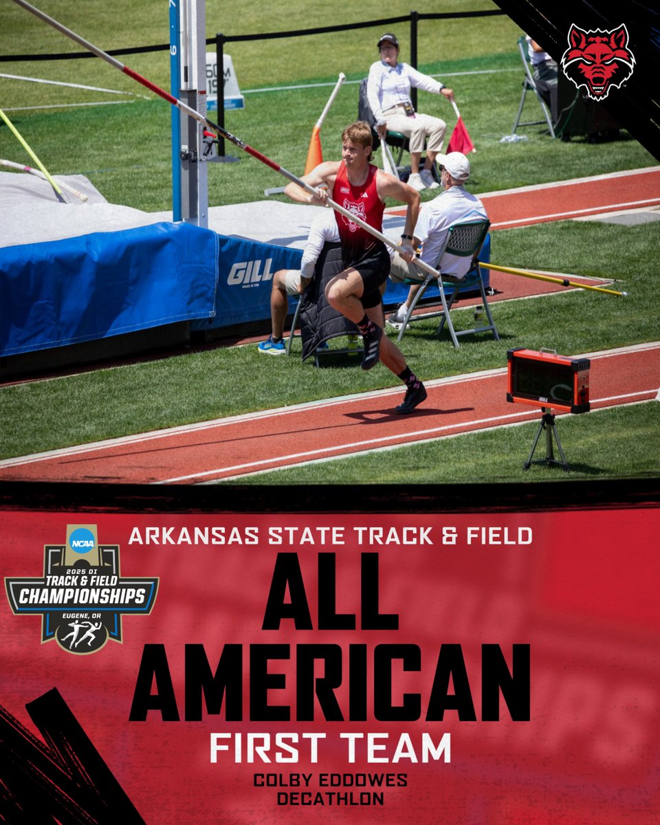 ASTATETRACK's tweet image. Eddowes earns another All-America First Team honor with his first in the decathlon!
#WolvesUp