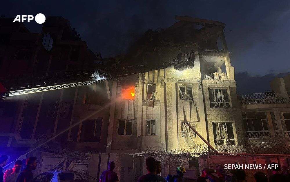 A photo from Iran's Revolutionary Guard Corps (IRGC) official Sepah News Telegram channel on June 13, 2025 reportedly shows a building in Tehran hit in an Israeli strike 