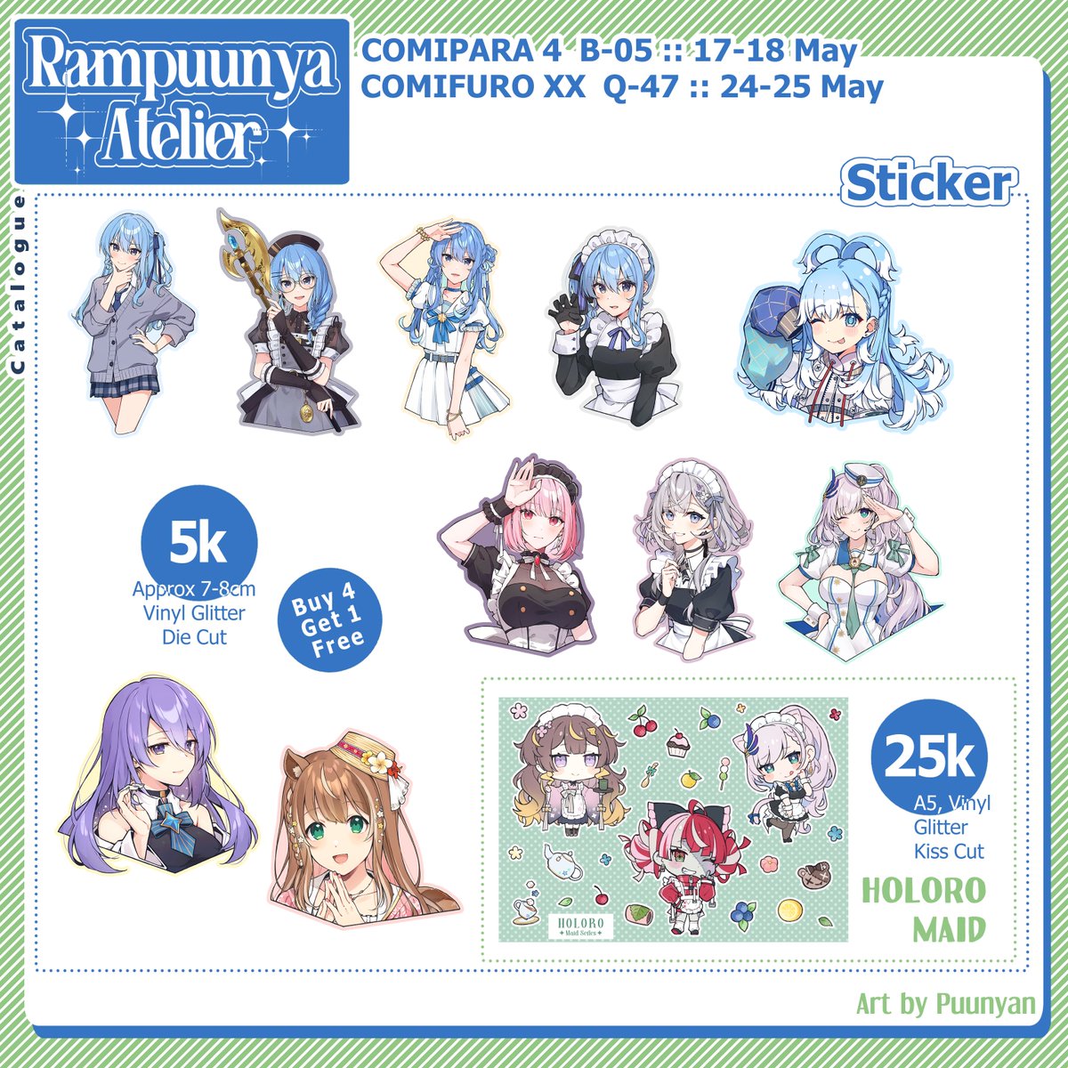 Puunyannyan's tweet photo. Hello! our #COMIPARA4 #CFXX After sale/mail order is finally here!
🗓️ 13 June 2025 - 17 June 2025
🛒 Original, Hololive, HSR
🔗 https://t.co/w7SIUdyMgv
Please check it out if you're interested to purchase!
Thank You! ✨
 [We’re sorry, but international shipping is not available] https://t.co/lXZJVFCpWc