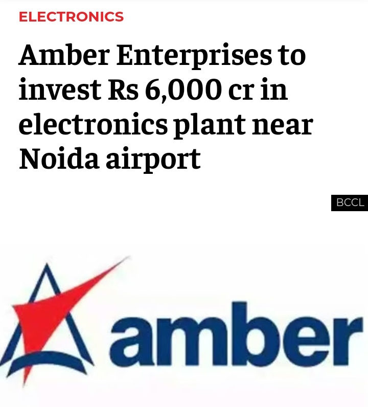 NoidaUpdatesX's tweet photo. EMS major Amber plans big for Noida, investing ₹6000 crore on PCB &amp; appliances manufacturing, higher than previously comitted ₹4k cr

LOI has been handed over for 100 acre land at sector- 8 near Jewar airport meanwhile their subsidiary Ascent circuit has got land in EMC sec-10 https://t.co/jjWJUivk5L