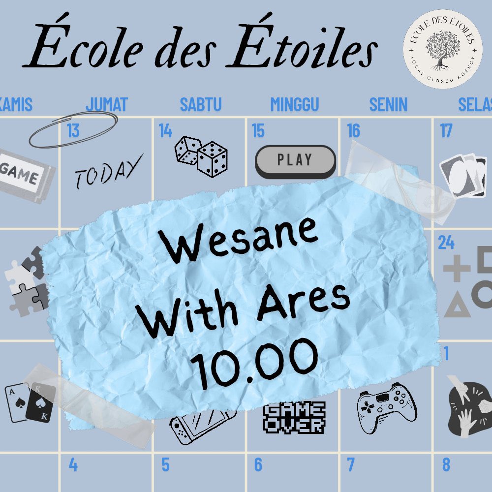 ㅤ

                  𝑬D𝑬Q𝑼𝑬S𝑻 time!
                 📚: WESANE
                 👤: Ares
                 ⏱️: 10.00 WIB
                  𝙍𝙚𝙥𝙡𝙮/𝙍𝙚𝙥𝙤𝙨𝙩 to join the quest.

ㅤ