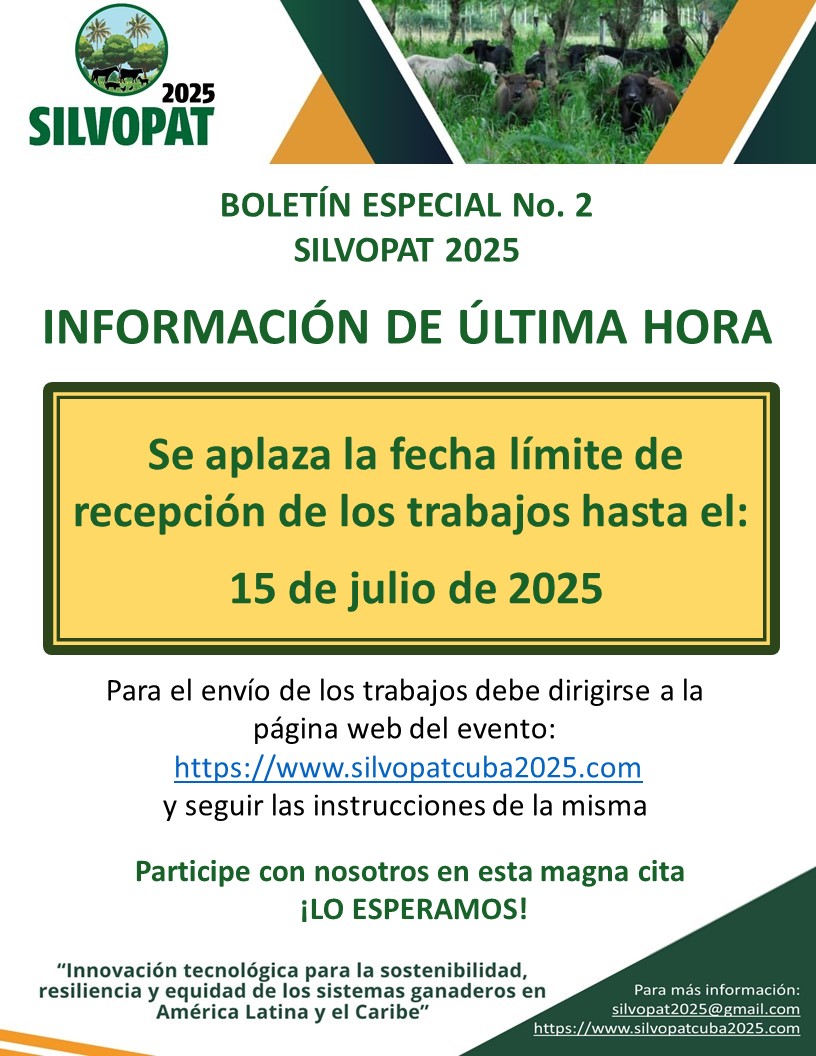 Información de última hora sobre el evento internacional SILVOPAT 2025, que tendrá lugar en el Centro de Convenciones Plaza América de Varadero, Matanzas, Cuba, del 20 al 24 de octubre.
#Cuba #ICACuba #SILVOPAT2025 #ciencia #ramaagropecuaria