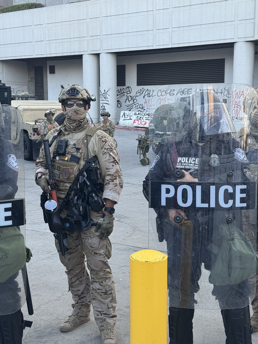No more National Guard troops outside the Metropolitan Detention Center downtown. 

They have all been replaced by CBP and DHS agents following the court order halting the use of the National Guard in L.A.