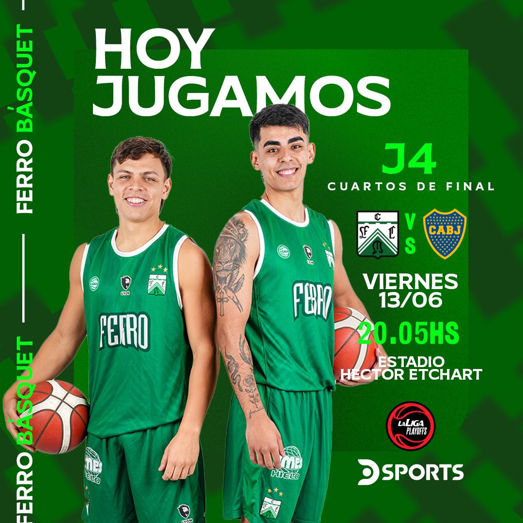 ‼️𝗛𝗢𝗬 𝗝𝗨𝗘𝗚𝗔 #FERRO‼️

🆚 @basquetbocajrs 
⌚️ 20:05
📍 Héctor Etchart
🗓️ Cuartos de Final Juego 4
📺 @dsportsar 

💪🏼 ¡Vamos juntos a cerrarlo en casa, Oé!
