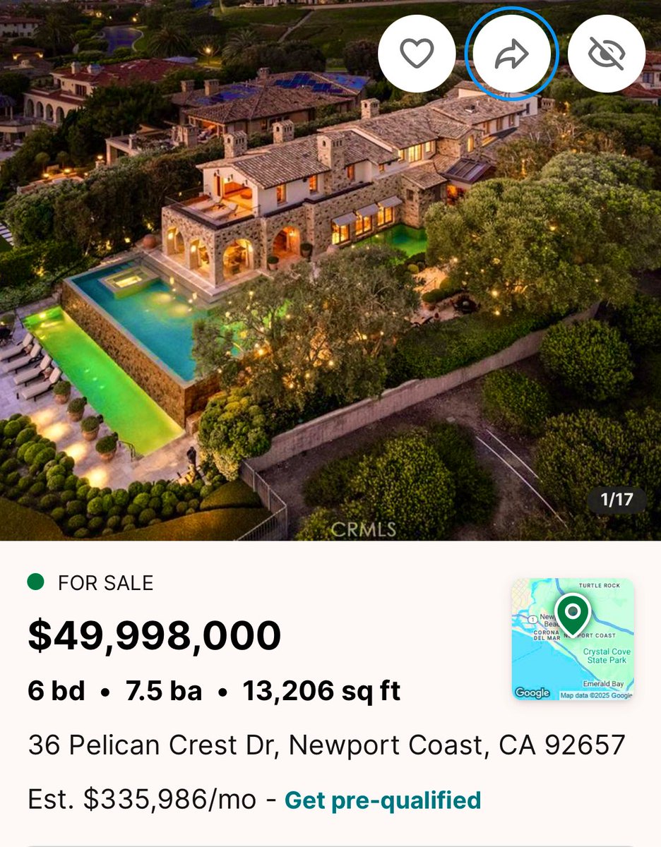 starzenith33's tweet image. Wow! Redfin sent me this house! I found my dream home in Newport Coast, Orange 🍊 County 

Only $49M 

#RealEstate #ItalianRoots #Mansion