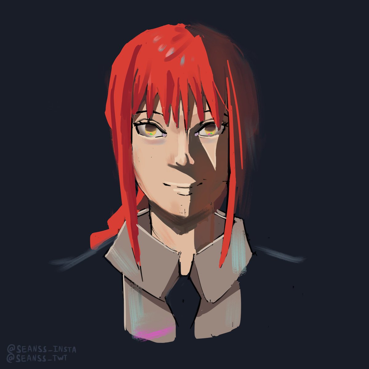 SeanSS_twt's tweet photo. Random Makima bust-up (repost because of a minor detail that has been driving me insane over the last couple of days lol)

#chainsawman #Makima #fanart https://t.co/tN81zGMYHd
