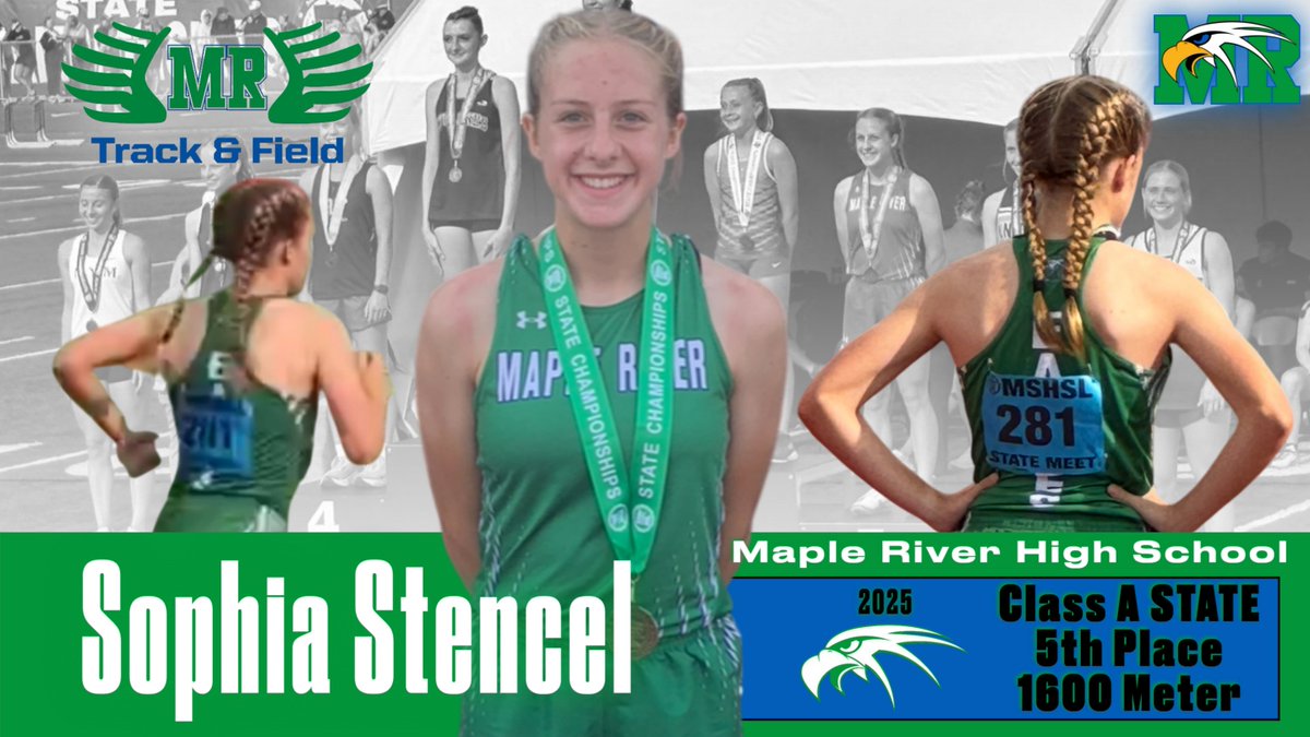 MRTandF's tweet image. Congratulations to Sophia Stencel of Maple River on your 5th place finish in the Class A 1600 meter run at the State Meet! All those miles and miles you run added up to a Fantastic Freshman season. #wearemapleriver