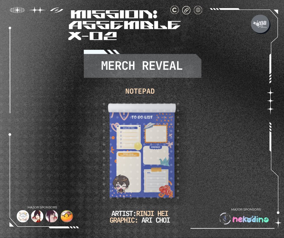 0118tanoshii_co's tweet photo. Sixth merch reveal! We present to you our notepad designed by Rinji Hei & Ari Choi! Follow their socials here:
🎨 Artist: Rinji Hei
X/Twitter: @rinhei_
🎨 Graphic: Ari Choi
X/Twitter: @choi7O7
IG: @/thebcydraco
#MissionAssembleX02 #CalebBirthday #Caleb #CalebCSE #FanEvents https://t.co/srUuA9r12Y