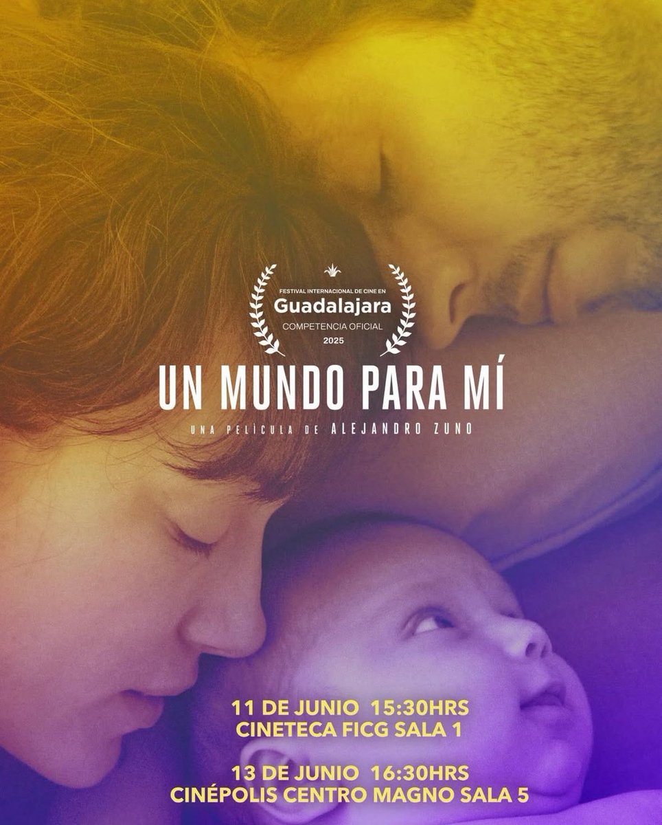 📍#Guadalajara <a href="/Cinepolis/">Cinépolis</a> Centro Magna.
⏰Viernes 13, 16:30
Proyección de la cinta “Un mundo para mí”, nominada al premio Maguey y Mezcal del <a href="/FICGoficial/">FICG Oficial</a>.  Después de #ElSecretoDelRio y #TengoQueMorirTodasLasNoches, Zuno presenta un largometraje hermoso sobre intersexualidad💜💛