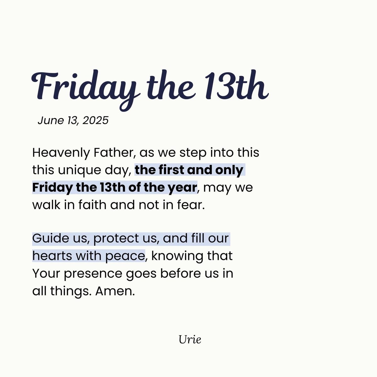 Embrace the first and only Friday the 13th of 2025 with faith over fear.✨—blessings are always around the corner!