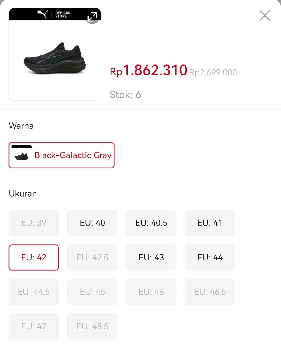 PUMA magmax nitro ini super trainer yang enak banget dipake daily sampai longrun (ya mirip lah ama Superblast 2). Warna all black nya cakep banget euy.. 😍

Sekarang lagi diskon 25% + kupon dari shopee lagi. yang sizenya masih cocok buruan checkout deh.. 
s.shopee.co.id/40UjE1ENhX