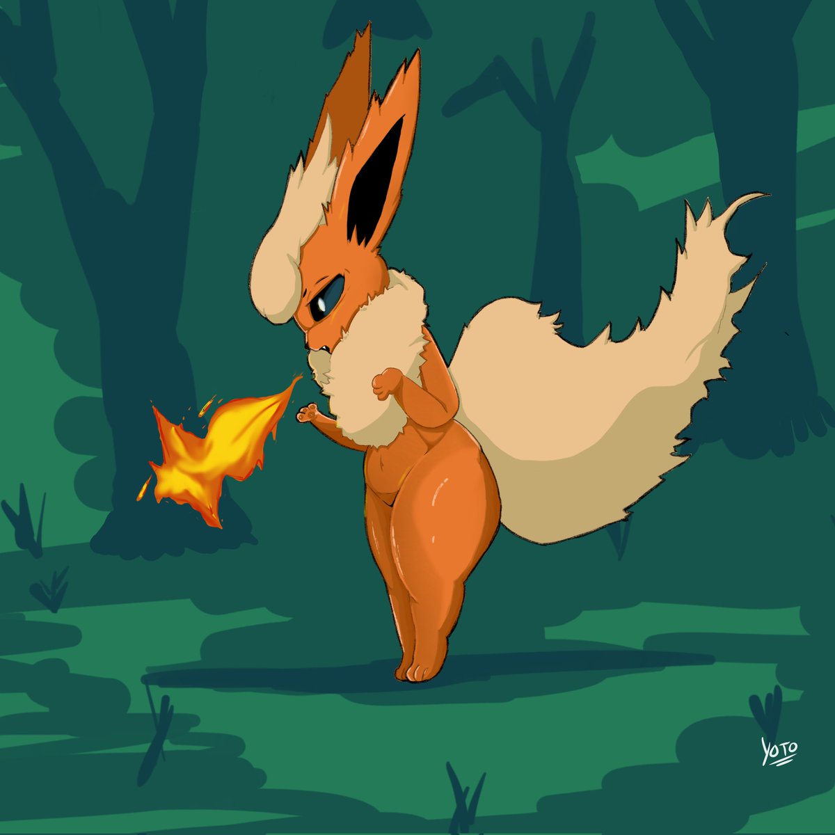 Yotoo_21's tweet image. Eevee evolutions flareon #Pokemon #pokemonfanart #digitalart #DigitalPainting #digitaldrawing #flareon #Eeveelutions #eeveelution