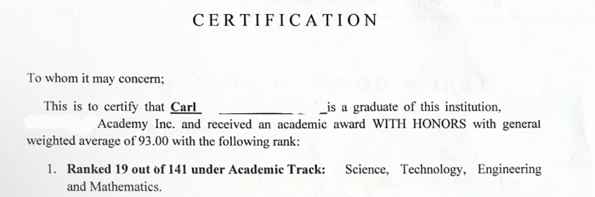 top 19 out of 141 in the STEM strand!? omg, i’m still in shock