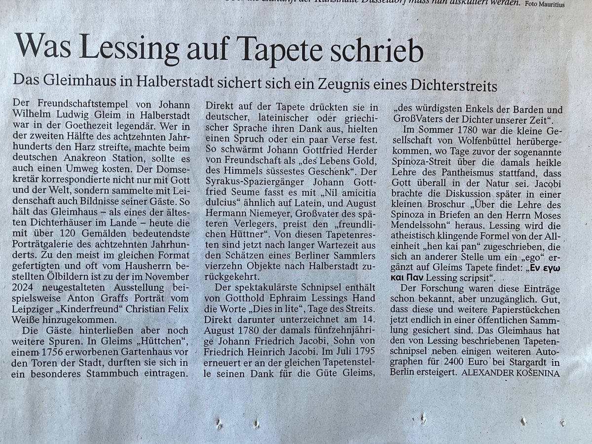 HannesKerber's tweet image. Lessings berühmtes Graffito 𝘏𝘦𝘯 𝘬𝘢𝘪 𝘗𝘢𝘯 wurde soeben versteigert und vom Gleimhaus erworben.
h/t Alexander Košenina