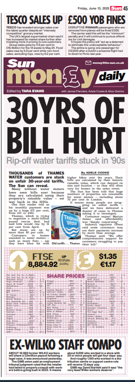Today's Money Daily is a great example of how we can showcase some of our great online exclusives. 
This investigation by <a href="/AdeleMCooke/">Adele Cooke</a> reveals how Thames Water is using tariffs set in the 90s. 
We've delivered them a dossier of complaints to investigate. thesun.co.uk/money/35273171…