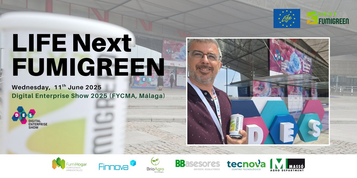 LNextfumigreen's tweet image. 🌱 At @DES_show , Carlos Ramos (@fumi_gol ) explored how AI could enhance the LIFE NextFUMIGREEN project and its focus on natural fumigants 🌿
+info 👉 lifefumigreen.finnova.eu
#LIFENextFumigreen #Sustainability #Innovation #LIFEAmplifiers @LIFEprogramme @cinea_eu @EU_ENV