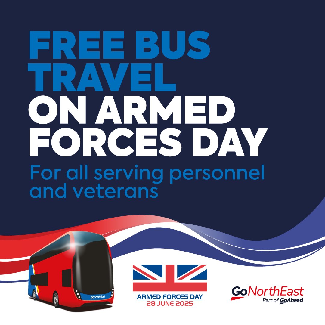 FREE TRAVEL on Armed Forces Day ❤️🇬🇧⁠
⁠
🚌 We're proud to offer free travel on all of our buses* for veterans, serving members of the Armed Forces, and cadets on Saturday 28 June 2025, in honour of Armed Forces Day.⁠
⁠
This offer is valid across our entire network and applies