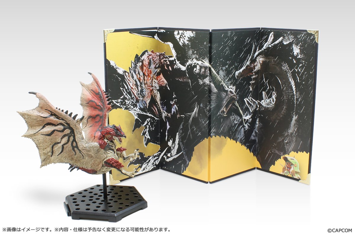 カプコンオフィシャル通販サイト”イーカプコン”にて『モンスターハンター ブリッジ』のグッズが登場！
会場内の巨大壁画のアートを使用したミニ屏風。フィギュアの背景にピッタリ！

・モンスターハンター ブリッジ ウォールアート ミニ屏風
・価格：2,200円（税込）