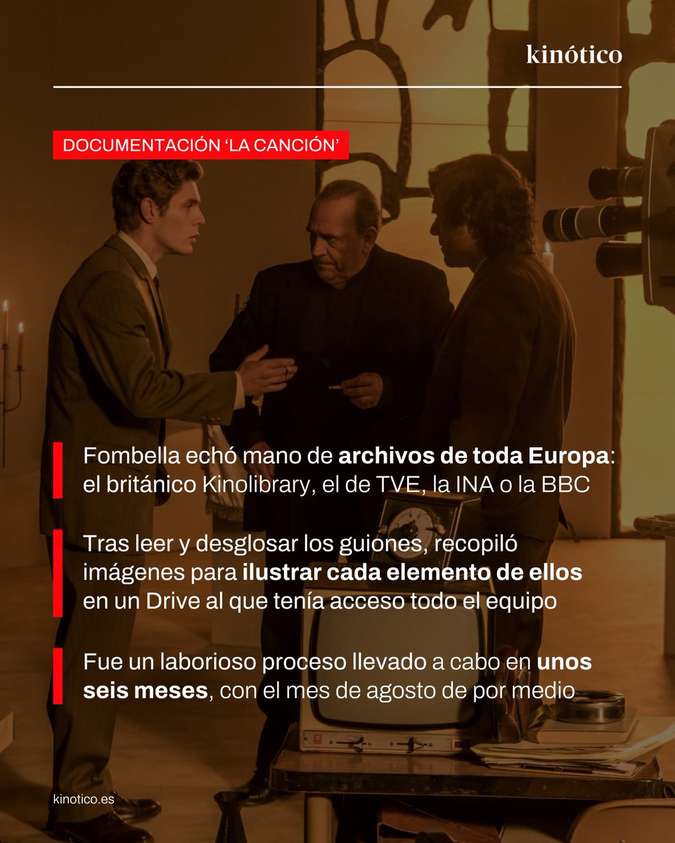 Un éxcel "plagado de enlaces a vídeos e imágenes" y el uso de "entre 10 y 12 fuentes" para 'La canción'

🗣️ <a href="/mariajoarias/">Mariajo Arias</a> habla con la documentalista Patricia Fombella en este didáctico artículo que repasa el proceso detrás de la serie de <a href="/MovistarPlus/">Movistar Plus+</a>

🔗 kinotico.es/actualidad/202…