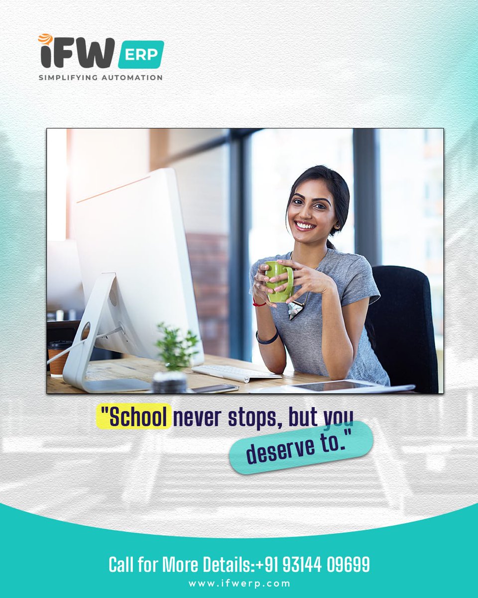 IFWERP's tweet photo. Managing a school doesn’t have to mean skipping your break. With IFW ERP, automate the chaos — track fees, attendance, academics, and more with ease.
Take a breath, and enjoy your chai.

#IFWERP #EduTechIndia #SchoolAutomation #CollegeERP #UniversityManagement #DigitalCampus https://t.co/1PyaKj2iah