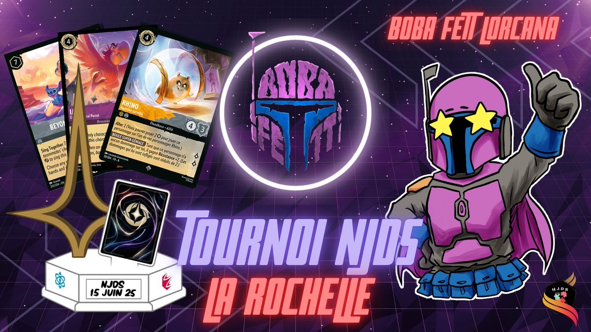 Salutations les Lorcaniens !

🚨 EN LIVE Samedi 10h ! 🚨
📺 Tournoi Lorcana NJDS
🔴 Suivez les matchs en direct sur Twitch : 
twitch.tv/bobafett17
Un field INCROYABLE 
RT pour ceux qui ne peuvent pas venir !
#Lorcana #LaRochelle #Tournoi #Twitch #DisneyLorcana #Worlds #Stream
