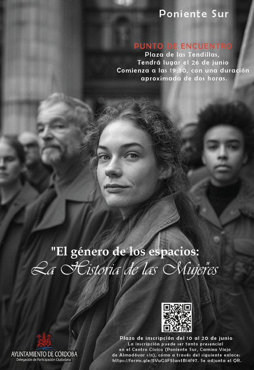 🚶‍♀️ El 26 de junio te invitamos a la ruta "El género de los espacios: La Historia de las Mujeres" (Distrito Poniente Sur).

📍 Plaza de las Tendillas
🕢 19:30 h
🔗 Inscripción en el enlace del cartel. Solo se avisará a quienes tengan plaza.

#HistoriaDeLasMujeres