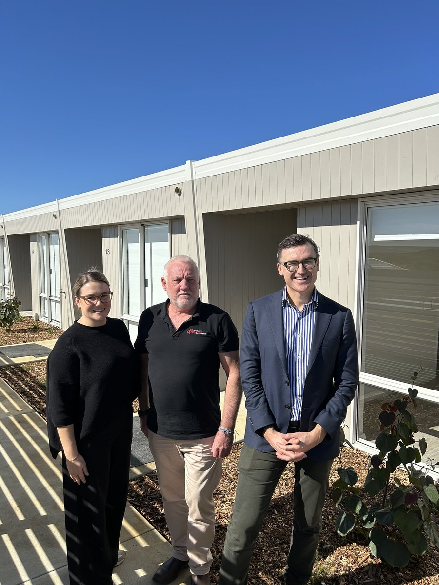 Sixteen modular tiny homes for seniors near completion in Geraldton, built by Summit. 

Part of our record social housing delivery program. 

But opposed by the local Nationals MP.
