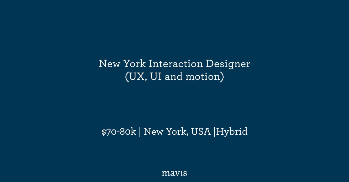 hellomavis_'s tweet image. 🚀 Seeking an Interaction Designer in NYC (hybrid). If you're passionate about creating innovative user experiences with dynamic interaction and motion, we'd love to hear from you. 👀 More info: lnkd.in/ex3m5ZF7 👾 Know someone? Please do share! #DesignJobs #NYCJobs