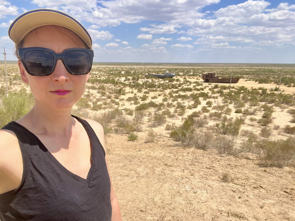 It feels great to be back on the road today, now driving north from Nukus to the Aral Sea. I stopped in the former port city of Moynaq for lunch: the ships are still in the harbour but their sailing days are long gone. #oxusexpedition