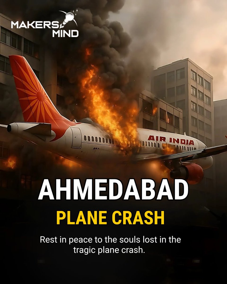 Our heartfelt condolences for the families who lost their lives in Ahmedabad Plane Crash. May the departed souls rest in peace.
.
.
.
#AhmedabadPlaneCrash #planecrash #ahmedabad #TragicLoss #RestInPeace #SadNews #AirIndia #HeartfeltCondolences
