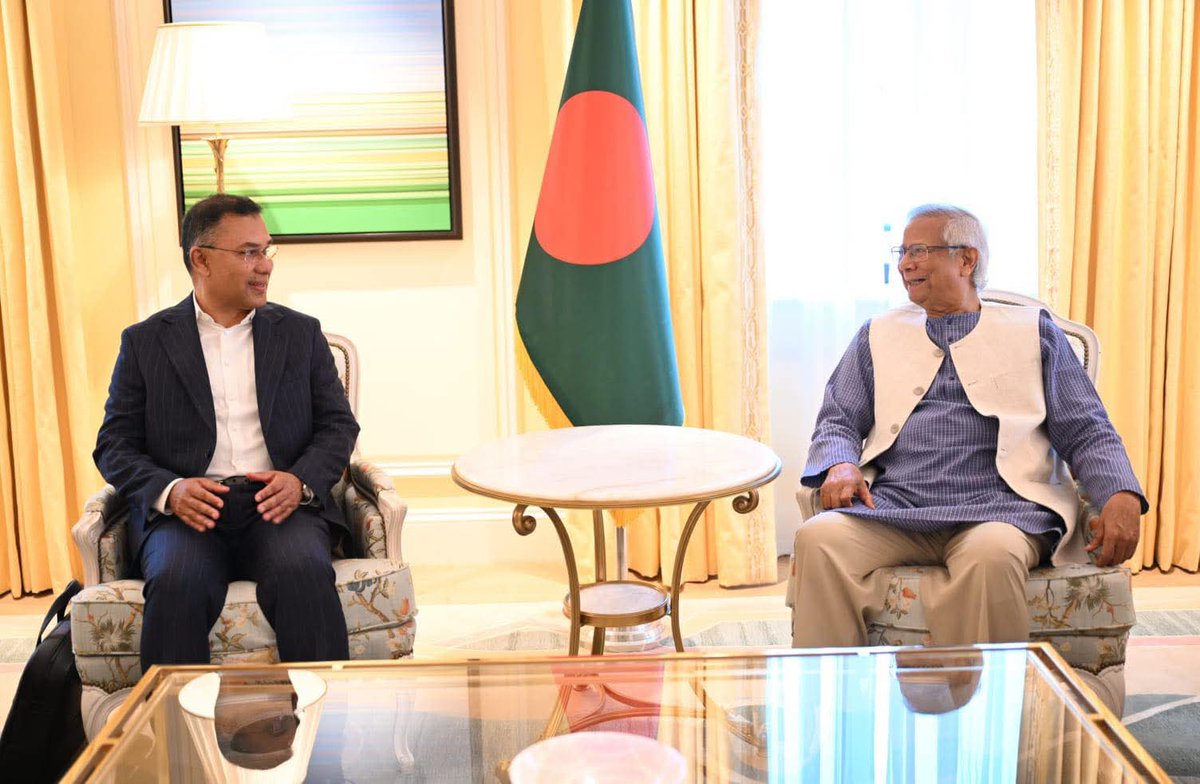 bdbnp78's tweet photo. Acting Chairman of the BNP, Tarique Rahman, and the Chief Advisor of the Interim Government, Professor Muhammad Yunus, have held a meeting.

The Dorchester, 53 Park Lane, London, W1K 1QA

Friday, 13 June 2025. https://t.co/RfE6ZwQ3aT