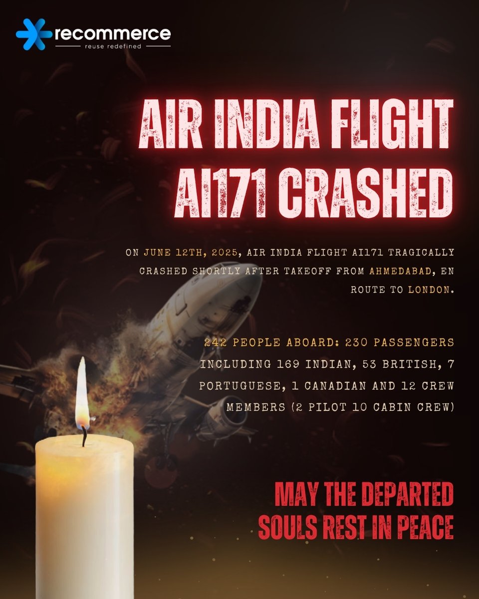 We are deeply saddened by the tragic crash of Air India Flight AI171 in Ahmedabad. Our thoughts are with the victims and their families.

May the departed rest in peace.

#AhmedabadPlaneCrashes  #AI171  #AirIndia  #Inmemoriam #Condolences  #urdhvamanagement #Togetheringrief
