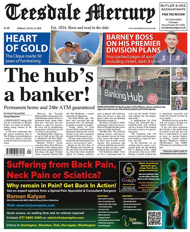 New edition out today: - Confirmed. The Banking Hub is here to stay - your full guide to what you can and can't do there. - Four packed pages of sport including Barney football boss John Close on his plans for the Premier Division. - The Clique celebrates 50 years of fundraising.