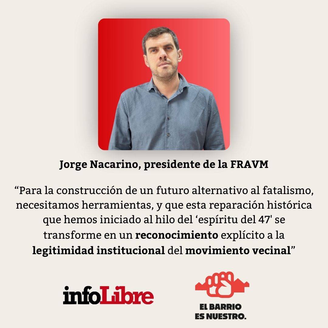 3⃣1⃣3⃣ VOTOS: Todo el Congreso de los Diputados (excepto la ultraderecha) reconoció al #MovimientoVecinal el pasado 28 de mayo.

Reivindicamos el papel de las organizaciones vecinales ante retos como la #vivienda, la #turistificación o la #SaludMental

👉 infolibre.es/opinion/blogs/…