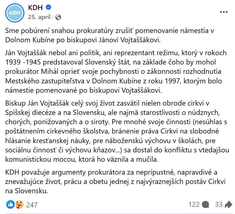 Nechcelo by KDH zorganizovať aj jednu hodnotovú tlačovku k biskupovi Vojtaššákovi? Mal by som pre nich jeden nový zaujímavý dokument.