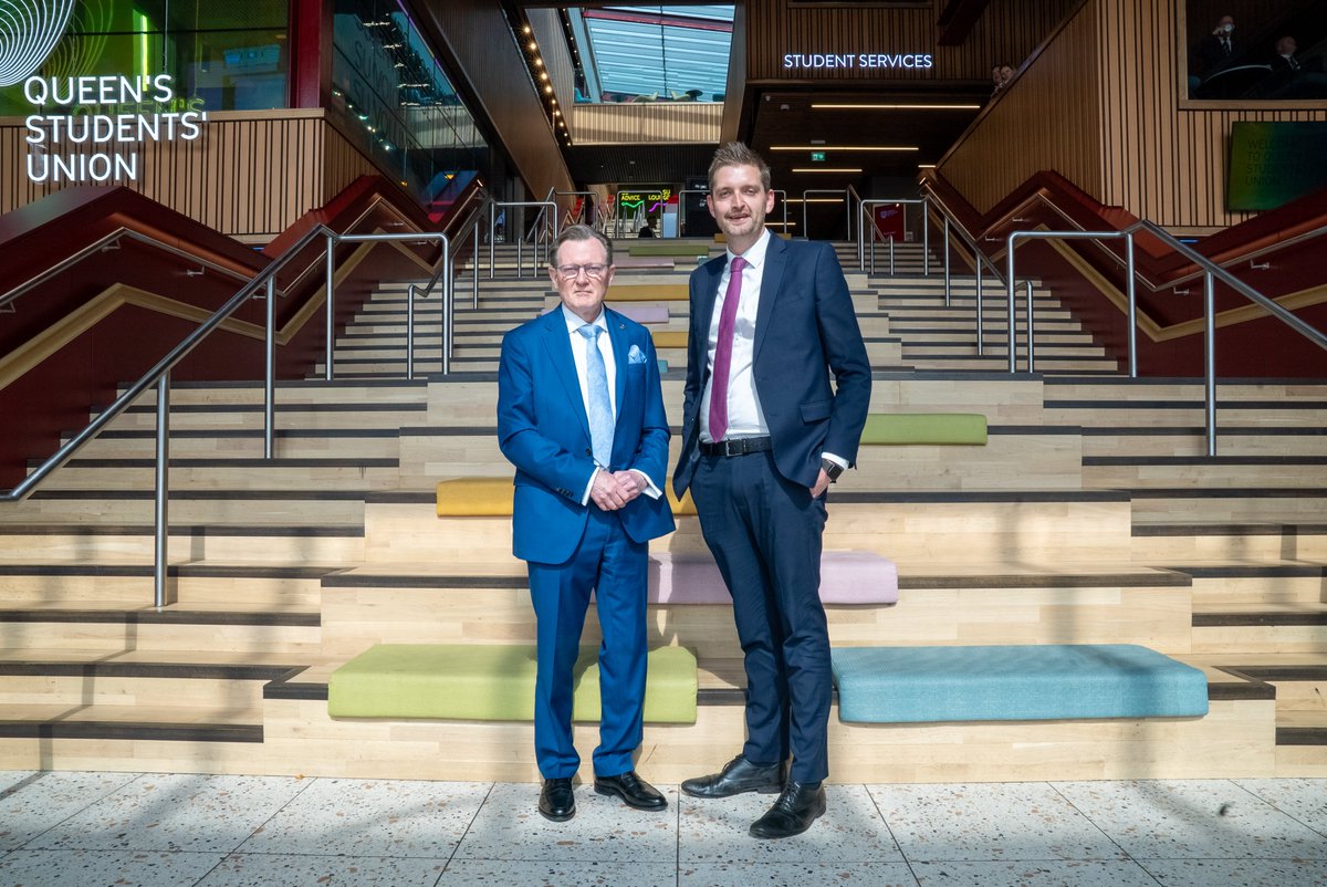 NIAEconomy's tweet image. Professor Sir Ian Greer, President & Vice-Chancellor, QUB (left) with Committee Chair, Phillip Brett, MLA at the Committee meeting at QUB on 11 June 2025.