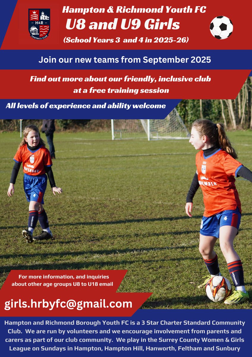 hamrichfc_youth's tweet image. Interested in starting to play football?
We are looking for Year 3 and 4 (Sept 25) girls to join up for next season in the @SCWGL.
Taster sessions are being run during the summer.
All details 👇