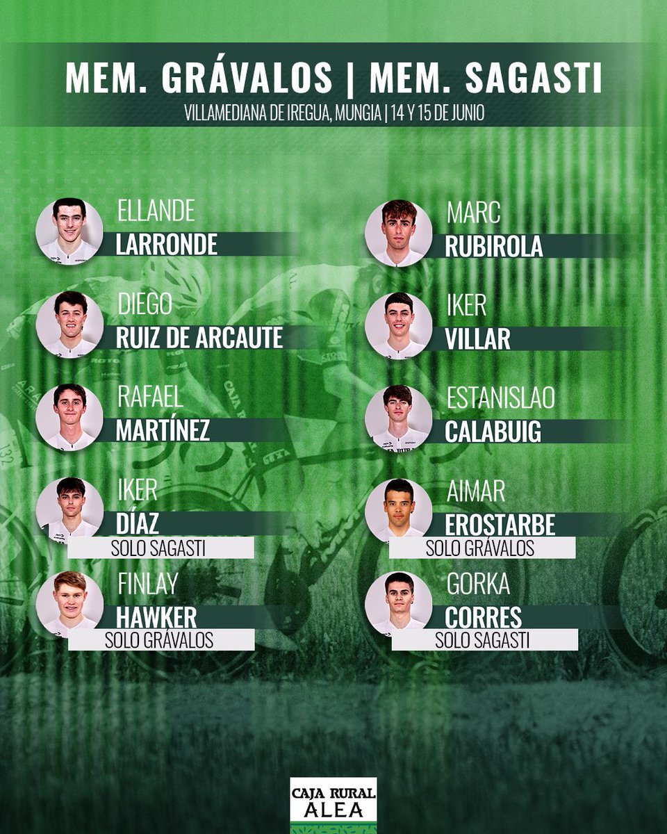 💚 El Equipo 𝐂𝐚𝐣𝐚 𝐑𝐮𝐫𝐚𝐥 𝐀𝐥𝐞𝐚 afronta este próximo fin de semana otras dos pruebas. El  #MemorialArturoGravalos y el  #MemorialSagasti se suman a la ya en curso <a href="/VoltaCastello/">Volta Castelló</a> .

💪 Nuevas oportunidades para seguir creciendo y demostrar el gran momento de forma.