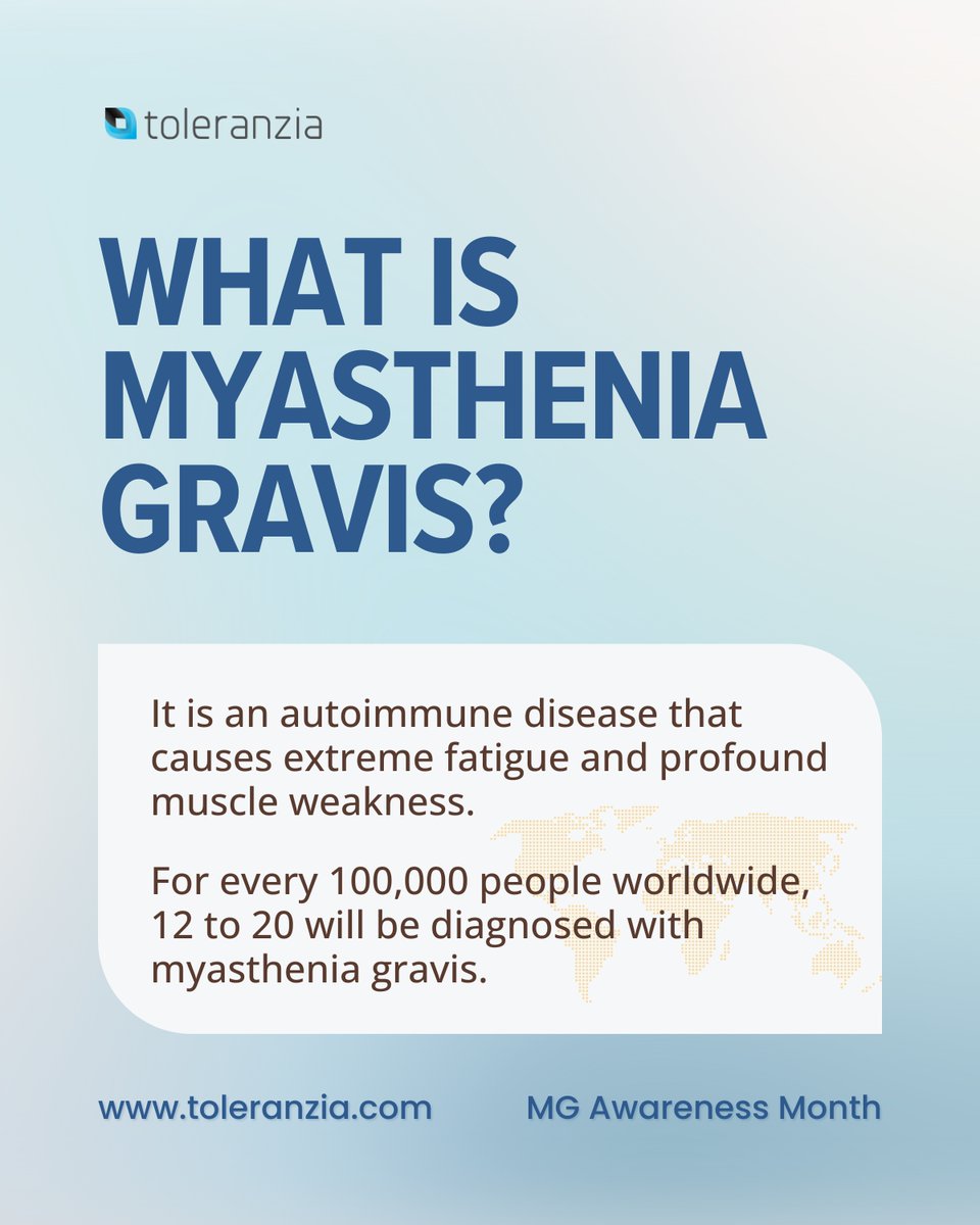 June is Myasthenia Gravis Awareness Month.
At Toleranzia, we’re committed to developing #TOL2, a disease-specific tolerogen for MG, designed to re-establish immune tolerance by addressing the root cause of the disease.
#MGStrong #MGAwarenessMonth
#MyastheniaGravisAwarenessMonth