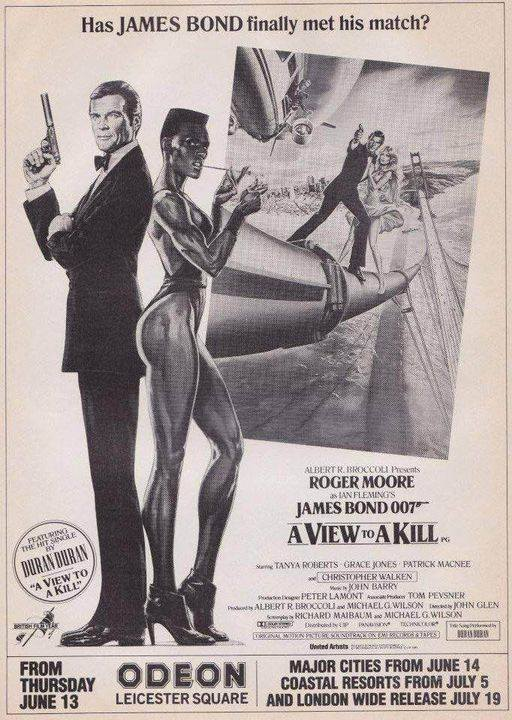 Forty years ago today at the Odeon Leicester Square, had James Bond finally met his match?  #AViewToAKill #film #films #1980s #JohnGlen #RogerMoore #JamesBond #ChrstopherWalken #GraceJones #TanyaRoberts #DuranDuran